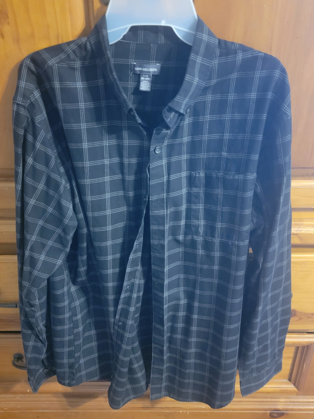 2 Van Heusen Men’s Black Plaid And Blue Plaid Long-Sleeve Button-Down Shirt